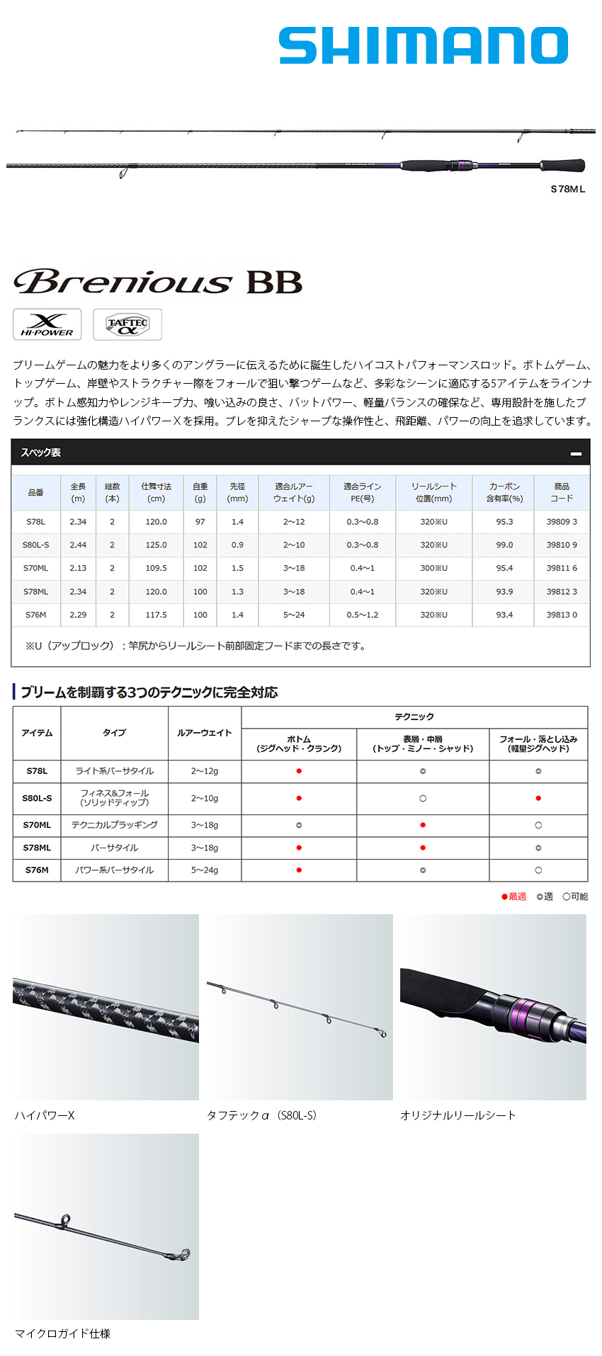 楽天市場】シマノ SHIMANO ブレニアスBB S76M パワーモデル